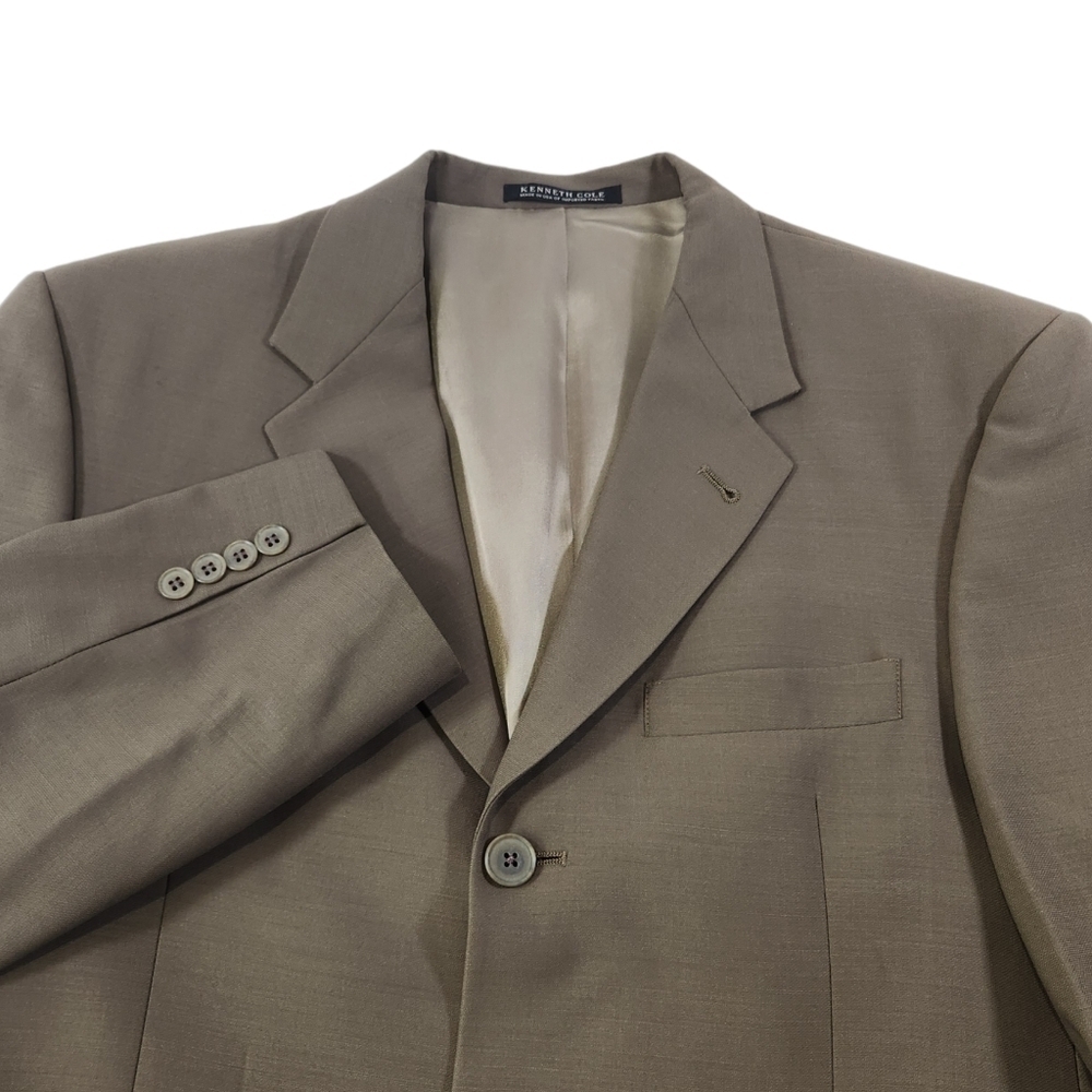 Kenneth Cole New York Mens Size 40R 3 Button Blazer Sport Coat Suit Jacket Brown